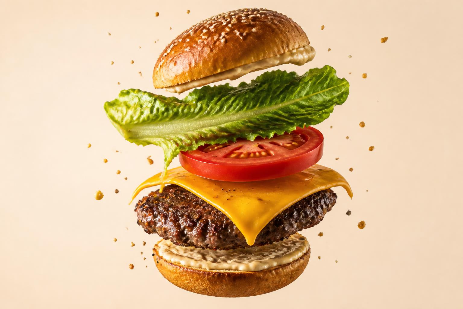 Ingredienti freschi: lattuga, pomodoro, cheddar, patty